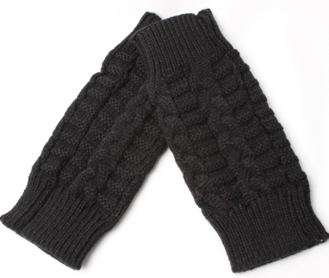 Ladies cable knit fingerless glove black Style: S/SK6254 image 0